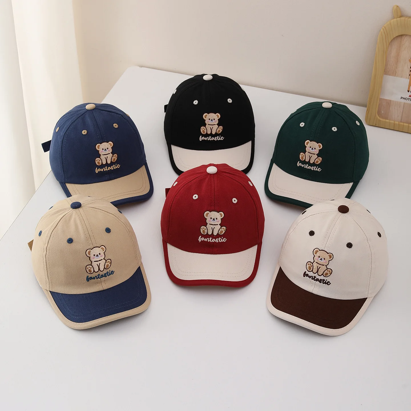 Children Baseball Cap 52cm Kids Cartoon Bear Patch Hat Children Visor Sun Hat Spring Summer Outdoor for Toddler Boys Girls view 2