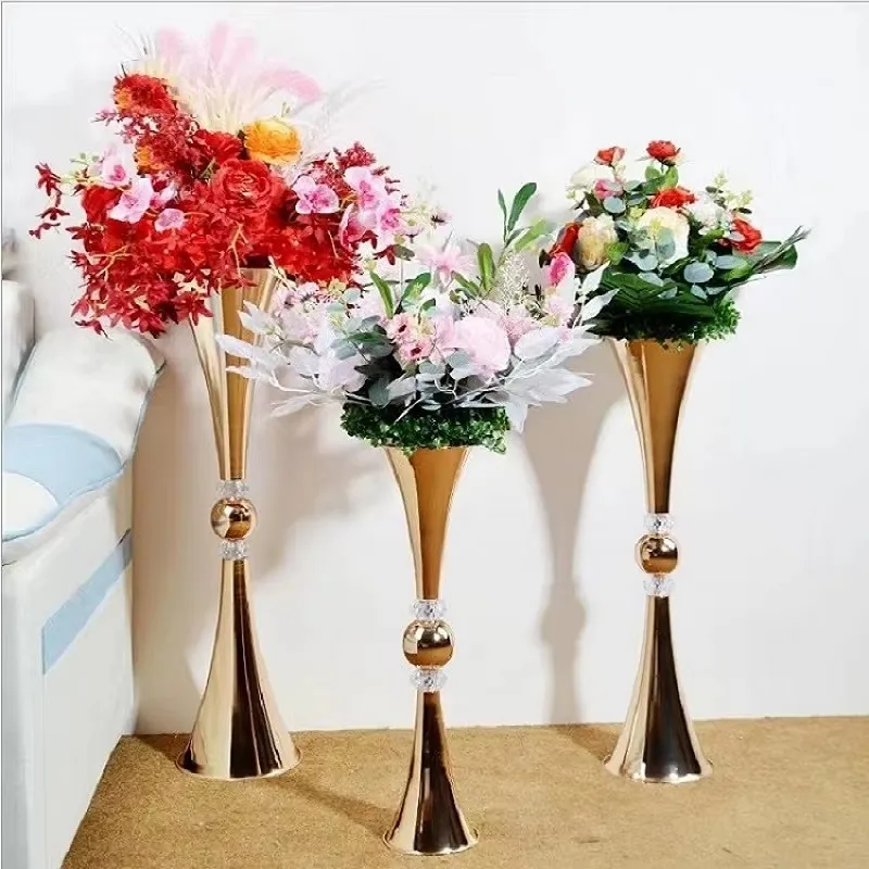 10 PCS Vases Metal Candle Holders Candlesticks Wedding Centerpieces Event Flower Road Lead Home Decoration