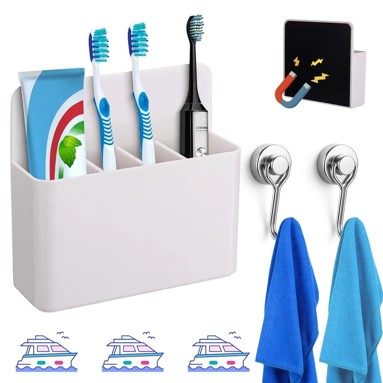 

Magnetic Toothbrush Holder for Cruise Essentials 2025, Tooth Brush Organizer with 2 Magnetic Hooks for Alaska/Caribbean Cruise M