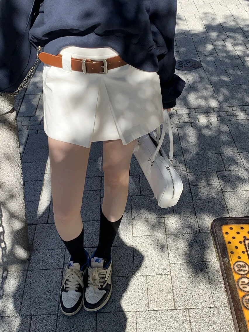 

Low Waist Short Pants Asymmetric Design Slimming Split Prevent Exposure M1U Style Fashionable Casual Cotton Pants for Women