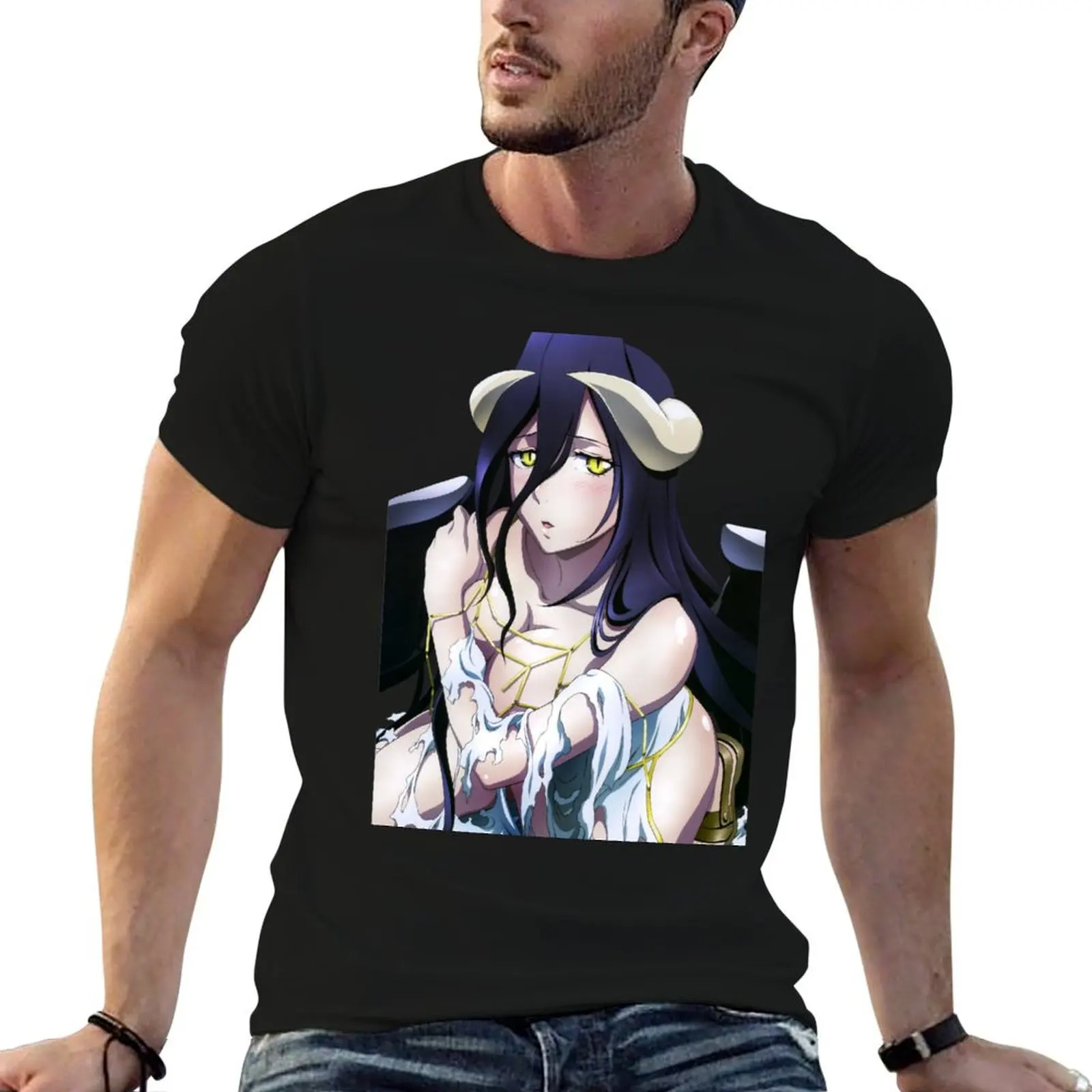 

for anime 100% tshirt man T-Shirt Albedo t shirts Overlord cotton