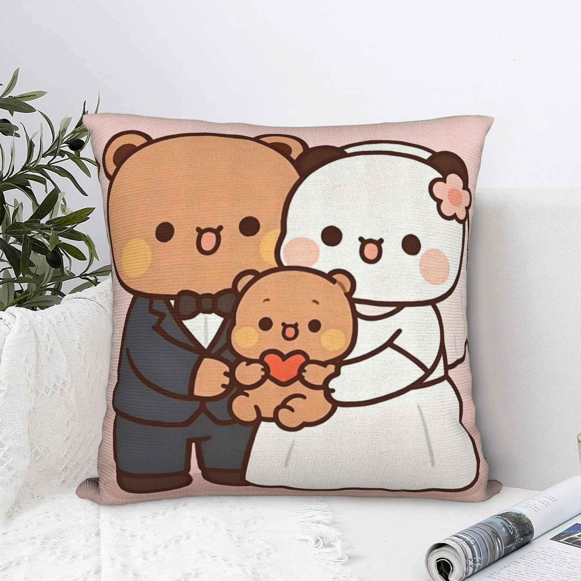 Marriage Panda Bubu Dudu Pillowcase Polyester Cushion Cover Decor  Throw Pillow Case Cover Home Square 45X45cm