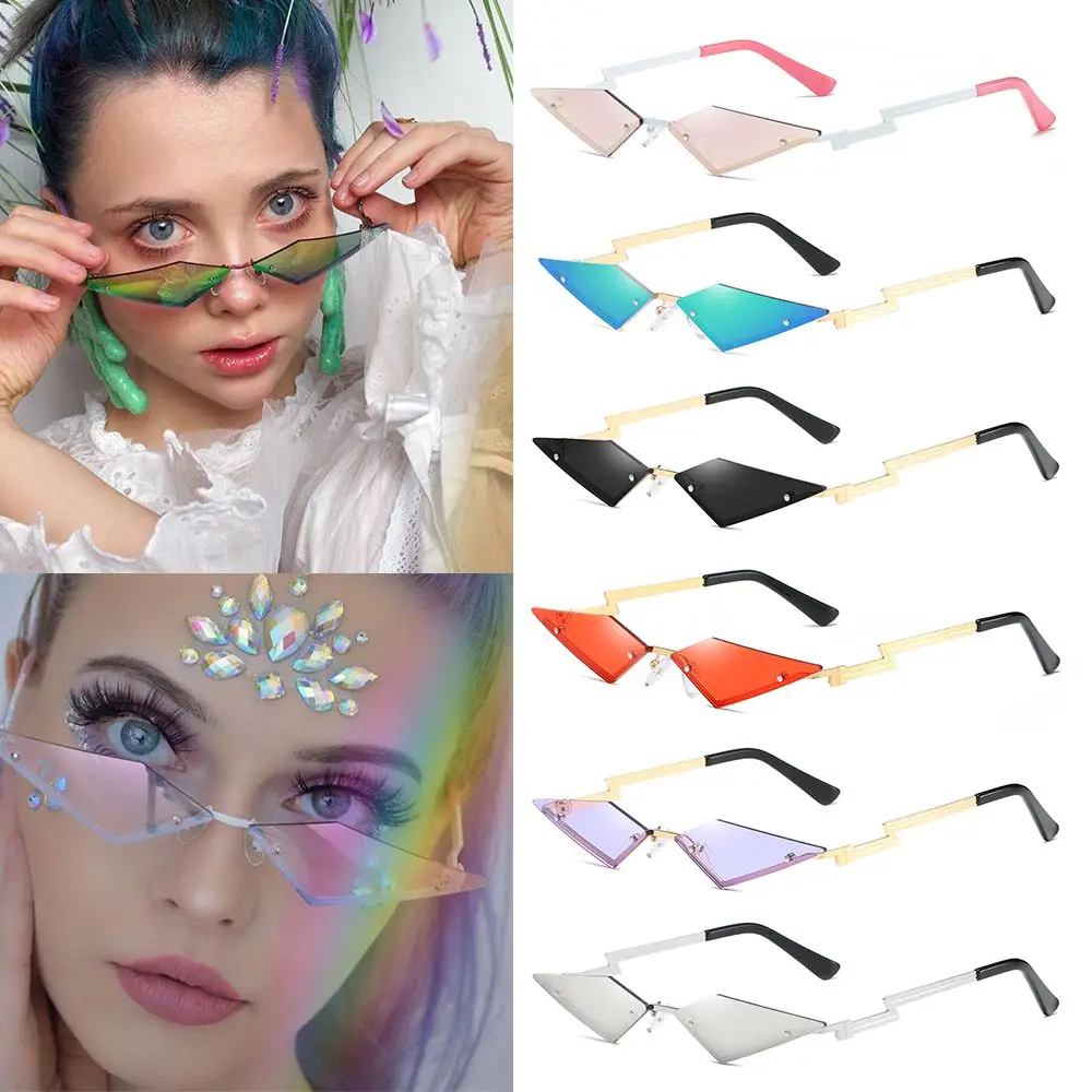 

Streetwear UV400 Trending Fashion Women Sunglasses Diamond Shape True Film Lens Rimless Sun Glasses