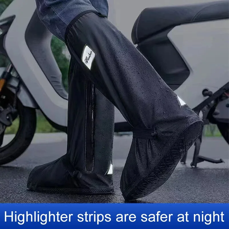 Motorcycle Cycling Shoe Covers, High Top Reflective Waterproof, Unisex Reusable, Dustproof Clear Shoe Covers