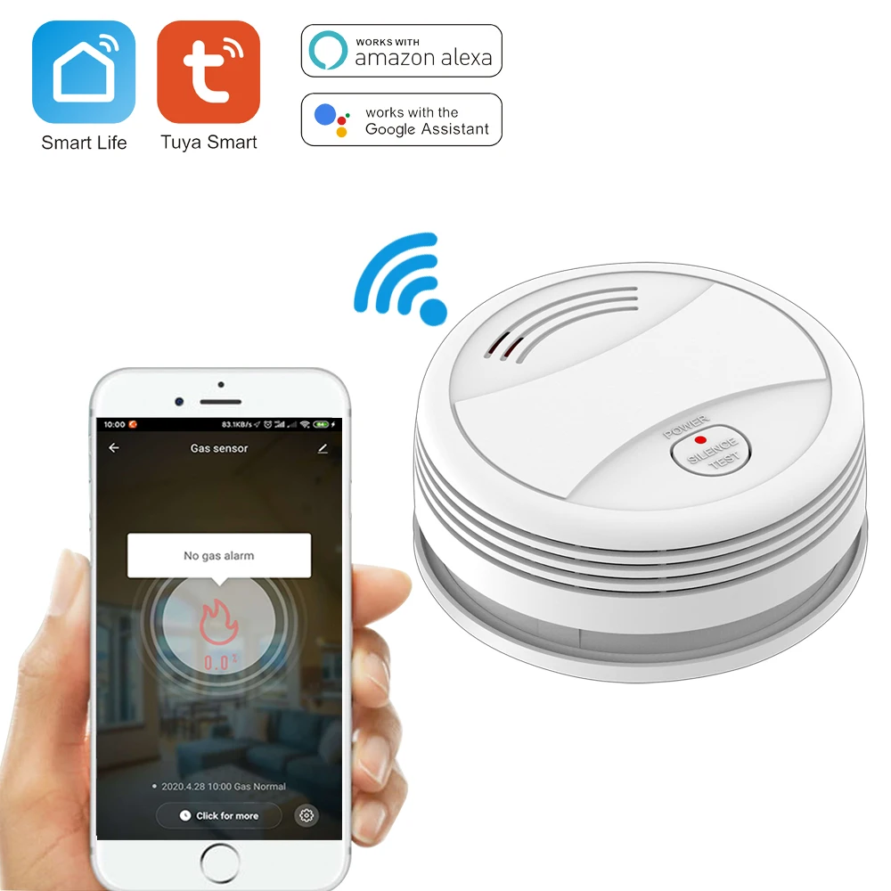 

Wifi Tuya Smart Smoke Detector Sensor 80DB Alarm Fire Smoke Detector Wifi Fire Protection Home Security Alarm Smart Life APP