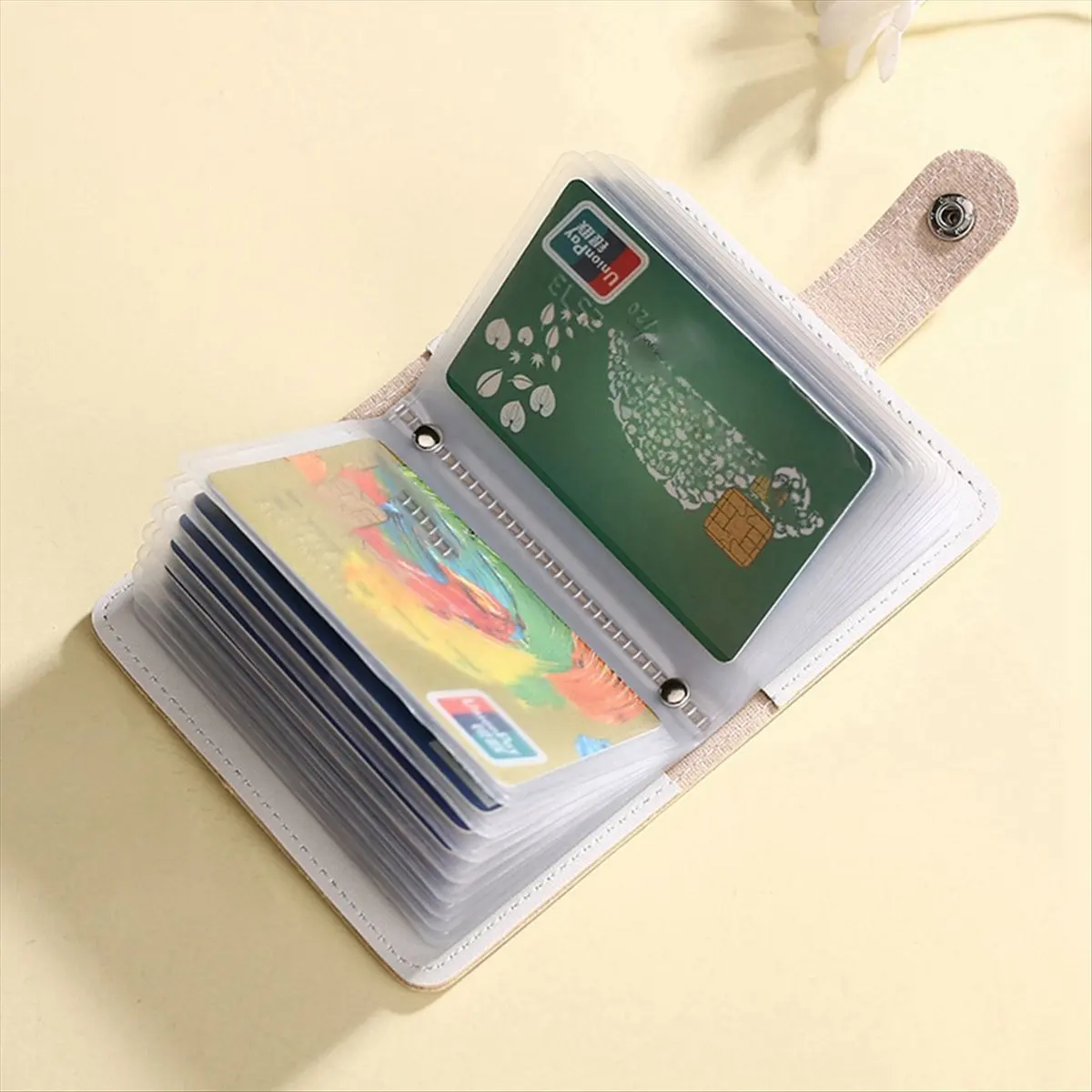 ABQR Mini Credit Card Holder with 20 Card Slots + 2 ID Slots,Anti-Degaussing Bank Card Holder Coin Purse,C