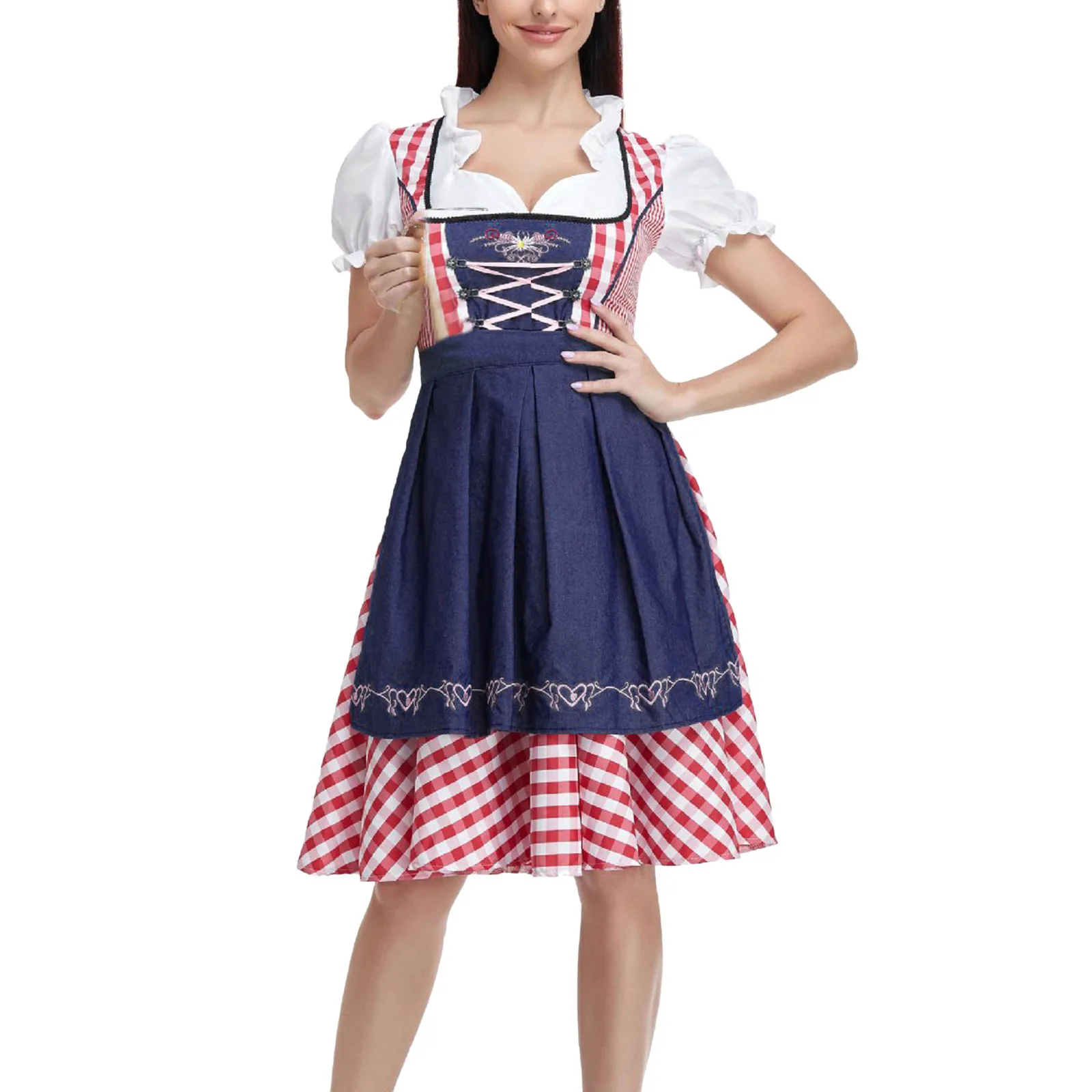 Bavaria Oktoberfest kostium piwny Dirndl piwna dziewczyna dziewczęca suknia suknia fartuch niemieckie piwo dziewczęca pokojówka na imprezę Cosplay przedsionka