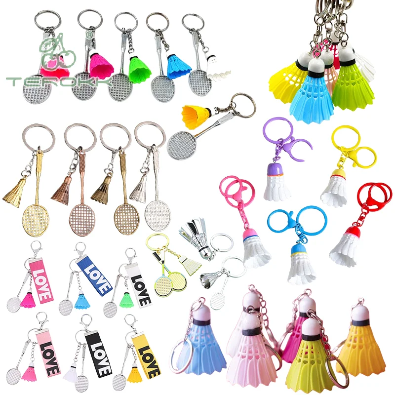 Multi-styles Creative Badminton Racket Pendant Keychain Mini Shuttlecock Sports Keyring Backpack Car Key Ring Key Holder Gift