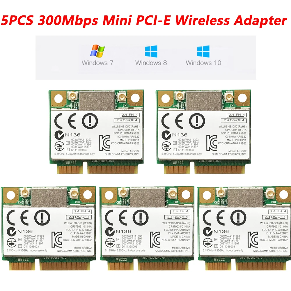 Dual Band 300Mbps Wifi AR5B22 Wireless 802.11a/b/g/n Half Mini PCI-E WLAN 2.4G/5Ghz 4.0 Wi-Fi Wireless Network Card