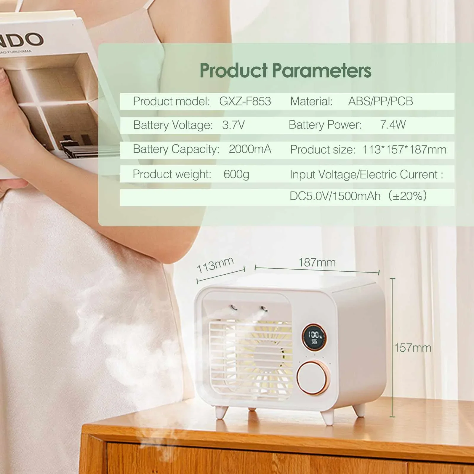 5 スピードポータブルミニエアコン空気クーラースプレー水冷ファン加湿器 LED ライトデスクパーソナル AC ファンオフィス用