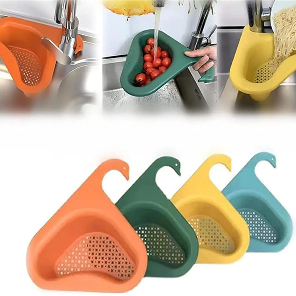 

Drain Rack Triangular Sink Strainer Kitchen Multifunction Rack Vegetable Fruit Drainer Basket Kitchen Organizer Sink Shelf