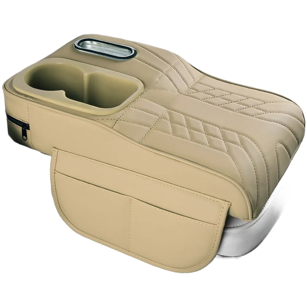 

Comfortable Leather Car Armrest Cushion with Storage Box Cup Holder and Tissue Organizer Suitable for Most Vehicles