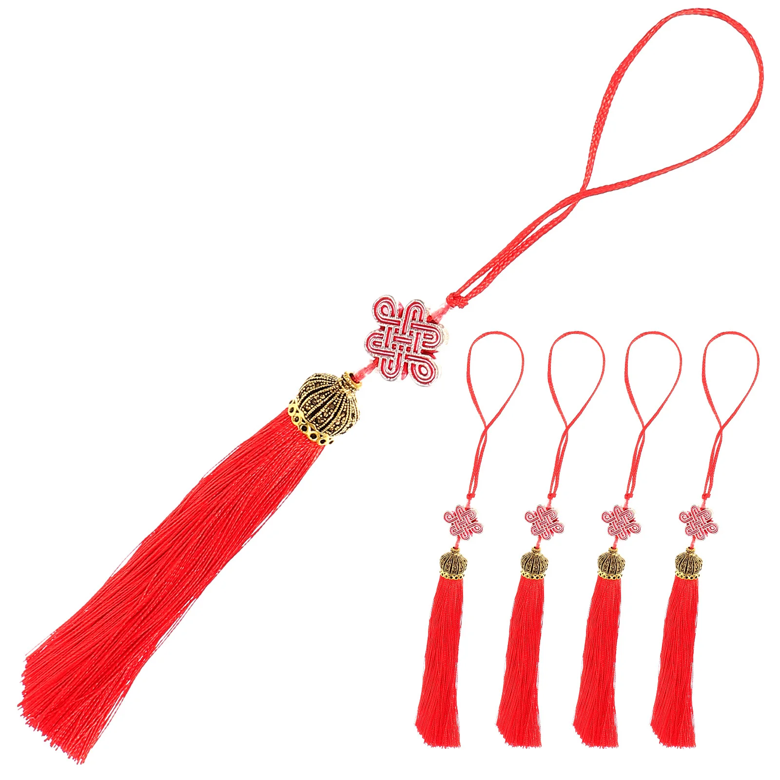 

5Pcs Chinese Knot Tassel Pendants Traditional Hanging Ornaments New Year Decoration Spring Festival Home Office Pendant