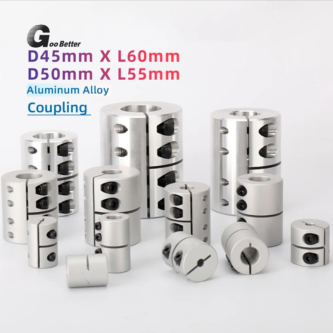 

Aluminum Alloy CNC Coupling Rigid Clamp Jaw Coupler Motor Shaft Joint Connector D45mm X L60mm D50mm X L55mm