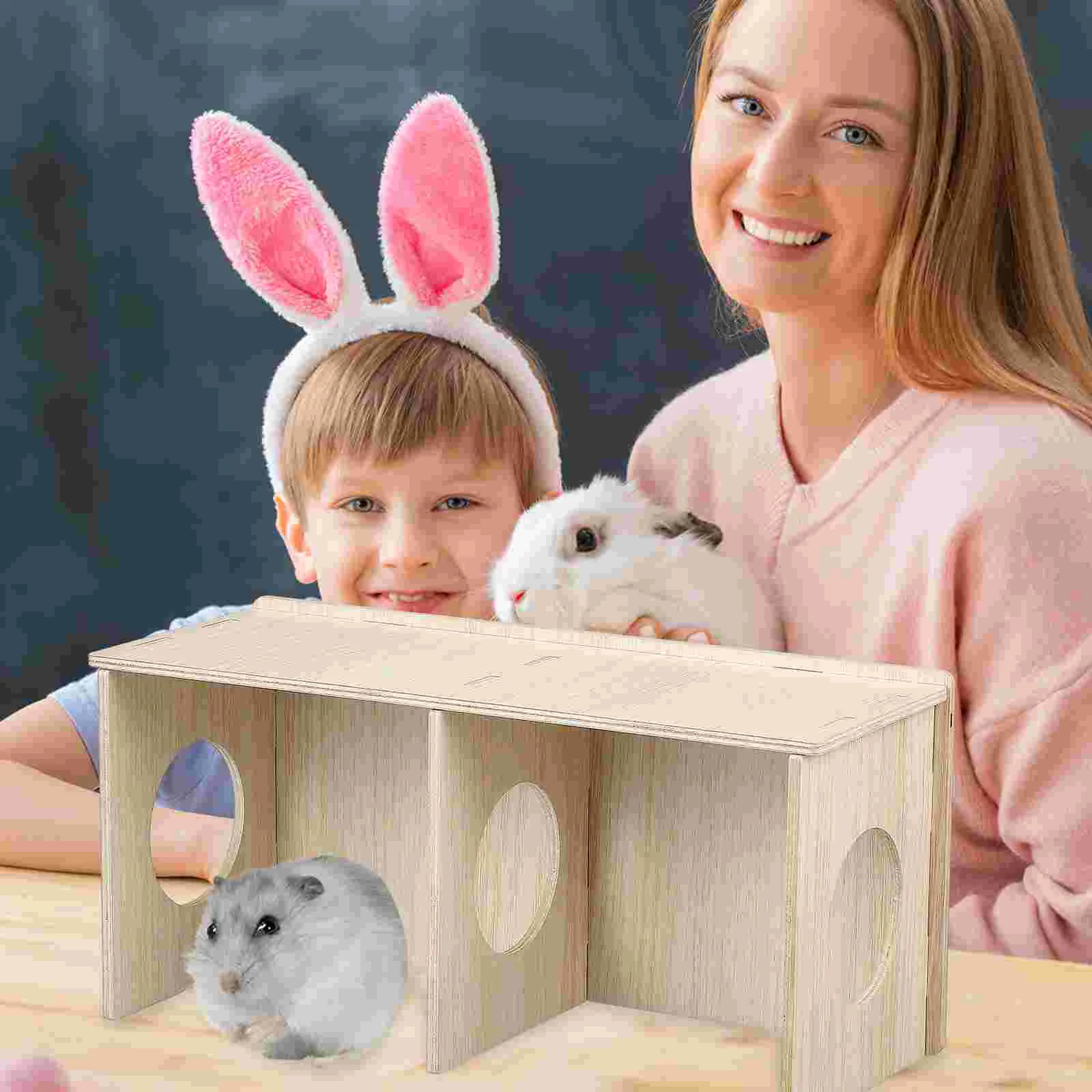 Hamster Toy Hideout Habitat Toys Wooden House Woodland Chamber Solid Hideaway Small Animal Nest