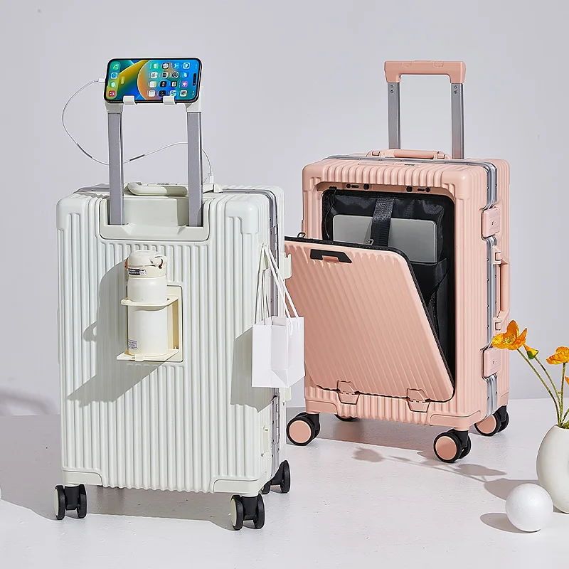 アルミフレーム製ラゲッジコンパートメント、USBポート付きラゲッジコンパートメント、スイベルホイール、カップホルダー、電話ホルダー、20 24インチ