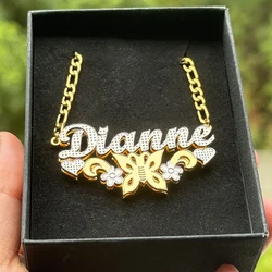 Stainless Steel Custom Name Two Color Necklace Custom 3D Nameplate For Men And Women's Parties Anniversary Gift Jewelry Necklace