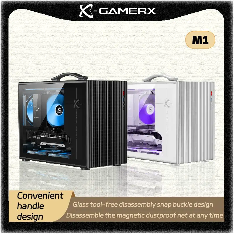 

Power Train X-Gamerx M1 M-ATX PC case glass side transparent portable portable mini computer small case