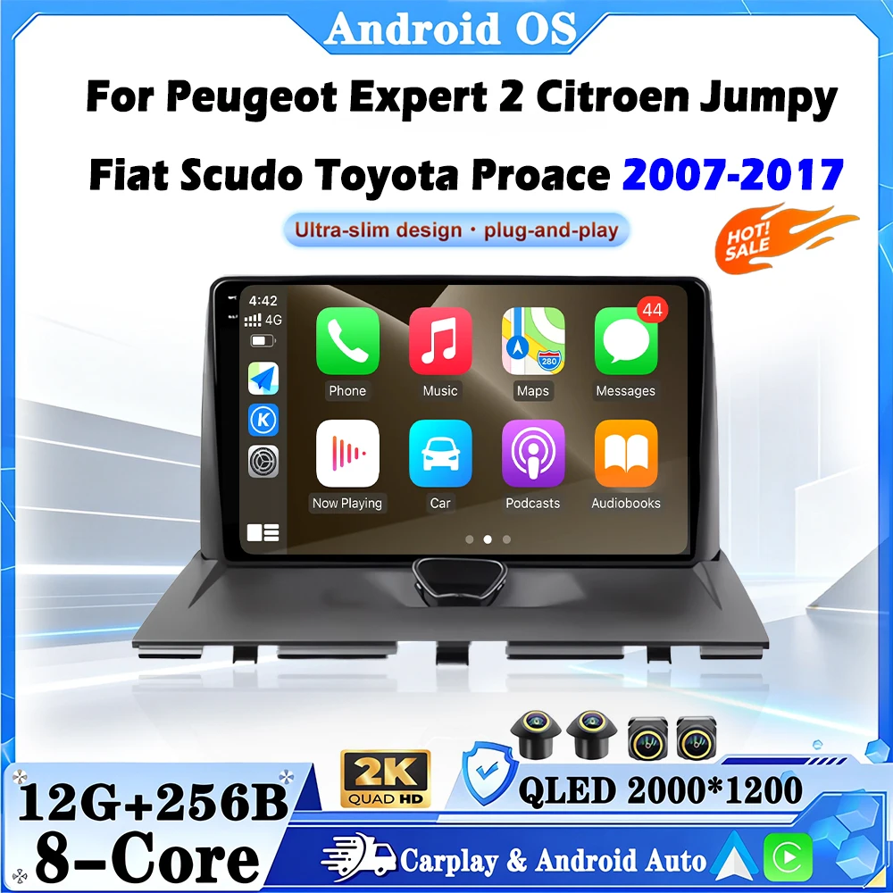 For Peugeot Expert 2 Citroen Jumpy Fiat Scudo Toyota Proace 2007-2017 Carplay Car Radio Multimedia Player GPS Navigation