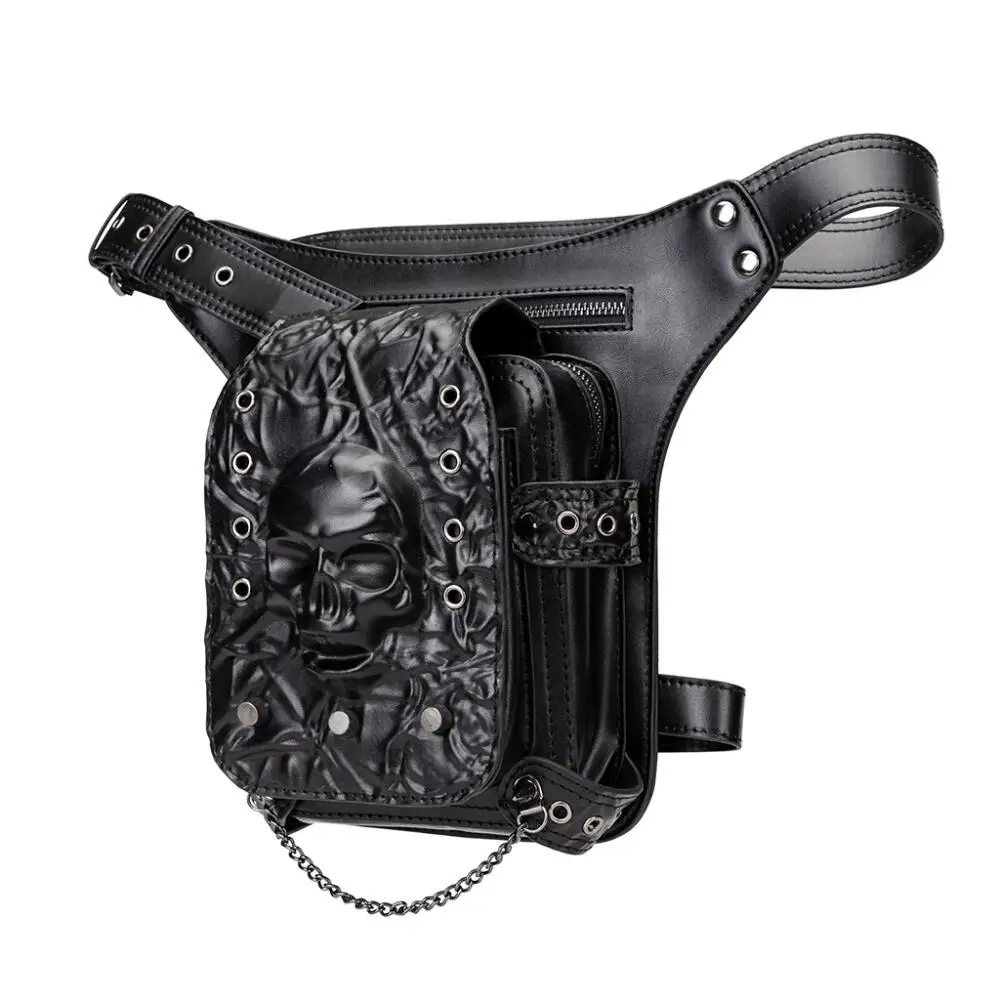 Punk Style Skull Retro Waist Bag Outdoor Cycling Single Shoulder Crossbody Bag Mobile Phone Bag Medieval Steampunk Style