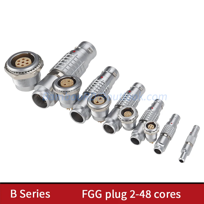 FGG.1B FGG.2B Push-pull self-locking aviation plug connector 302 303 304 2-48 Core Plug-in system aviation plug Metal round plug