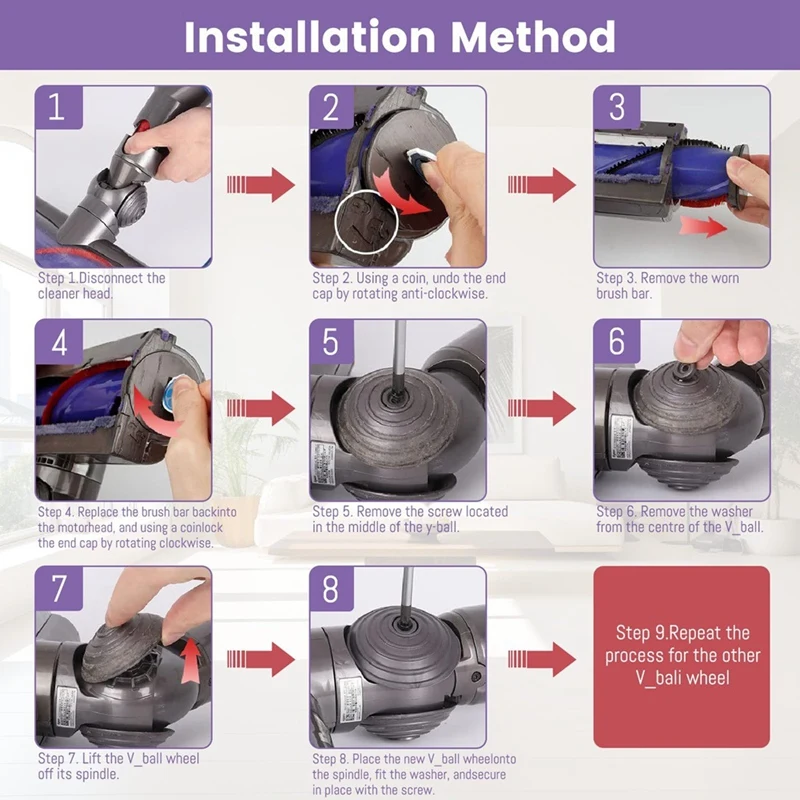 JDZD 볼 휠 롤러 브러시 키트, 다이슨 V10 SV12 진공 청소기 부품 교체, 다이렉트 드라이브 모터 헤드