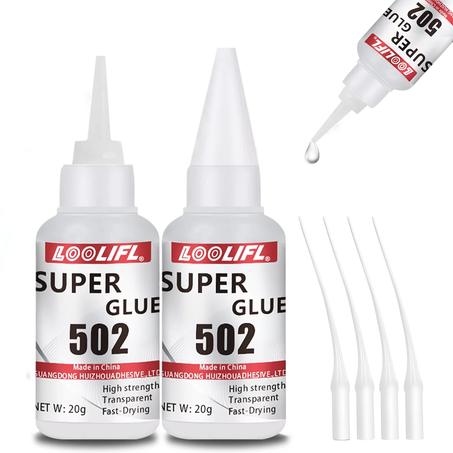 LOOLIFL 502 Superkleber, 20 g, schnell trocknend, stark klebend, universeller Klebstoff für Kunststoff, Metall, Keramik, Holz, Gummi, Schuhe, 1–5 Stück
