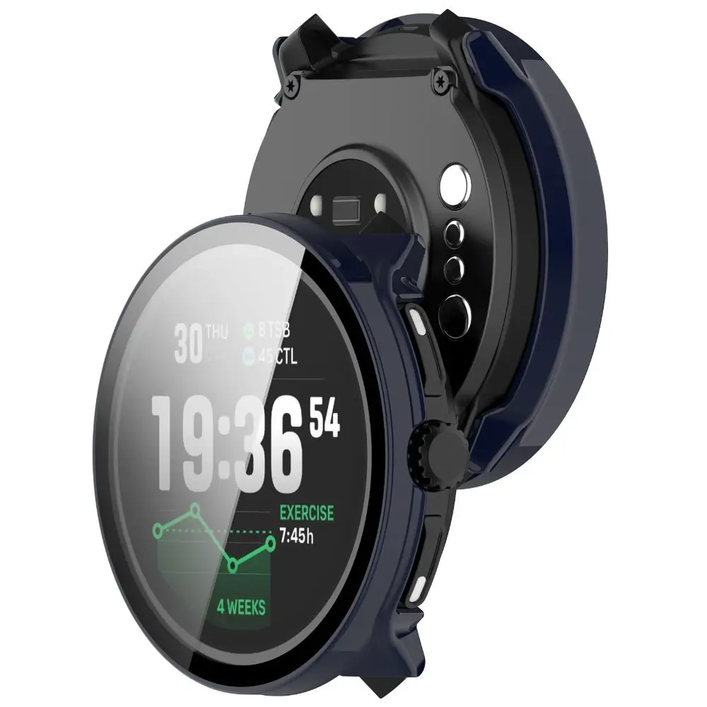 PC+Tempered Protective Case Anti-Scratch Full Coverage Screen Protector Hard Cover Shell for Suunto Race 2