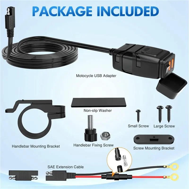2X Motorcycle USB , 6.8A Quick Charge 3.0 Dual USB Motorcycle Phone With Voltmeter & On/Off Switch-Y79A 4