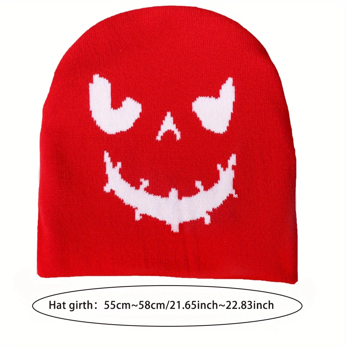 Unisex Pumpkin Face Embroidered Beanie Soft Warm Elastic Knit Hat Coldproof Cartoon Ghost Cap for Halloween Skiing Outdoor Activ