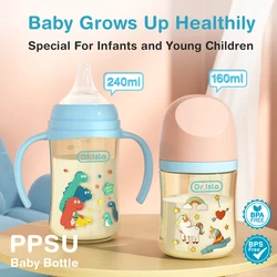 Dr.isla 160/240ML PPSU Baby Bottle Double Handle Infant Drop-proof Baby Wide-caliber Milk Bottle Newborn Feeding Bottle BPA Free