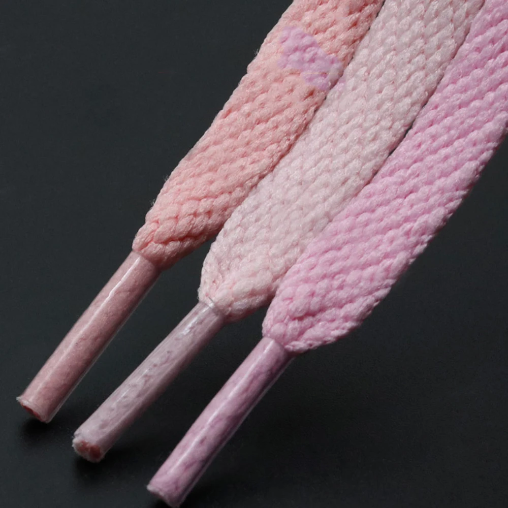 أربطة أحذية مسطحة بلون هلامي أربطة مسطحة أربطة أحذية مرنة لطيفة باللون الوردي مادة البوليستر لتخصيص الأحذية #4