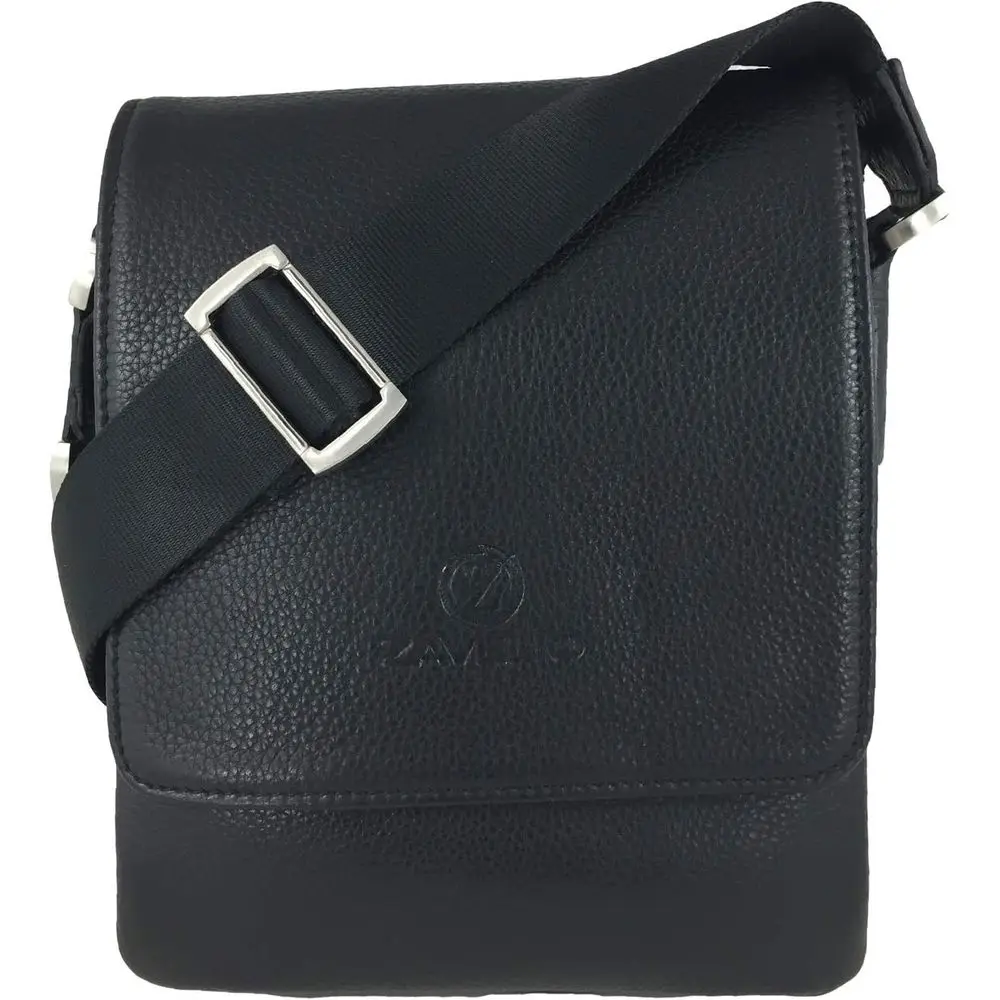 

Средняя черная сумка через плечо из натуральной кожи малого размера