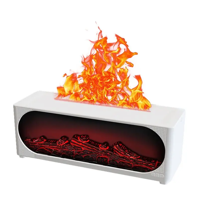 A01M-Aromatherapy Humidifier Simulated Fireplace Flame Humidifier Withbluetooth Audio Andatmosphere Light Humidifier US Plug