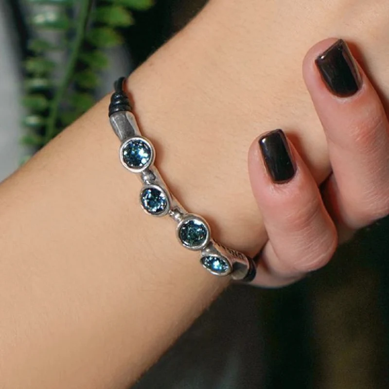 

Yisheng Blue crystal Bracelet, Silver clasp, with logo, wholesale,European fashion gift