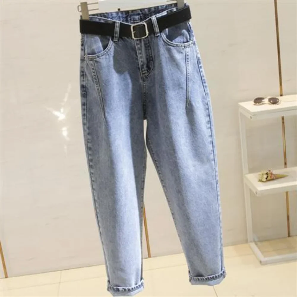 Calças de brim dos homens harem calças moda bolsos desinger solto ajuste baggy moto jeans masculino estiramento retro streetwear relaxado jeans cônicos