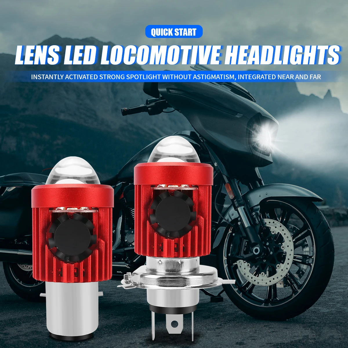1Pcs H4 BA20D H6 LED Bulbs Lens White Yellow High Low Lamp DRL Driving Lamp Red Shell Fan Fog Lights Motorcycle Scooter Accessor