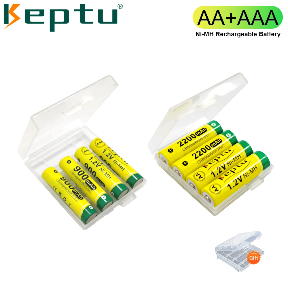 KEPTU 2200mAh 1.2V AA Rechargeable Battery+900mAh 1.2V AAA Battery Ni-MH Rechargeable AA AAA Batteries for Camera Toys