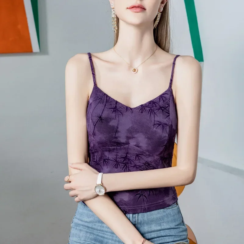 

Summer Tops For Women Sexy Skinny Short Backless Top Split Joint Streetwear Cropped Top V-neck #4225 Vintage Purple