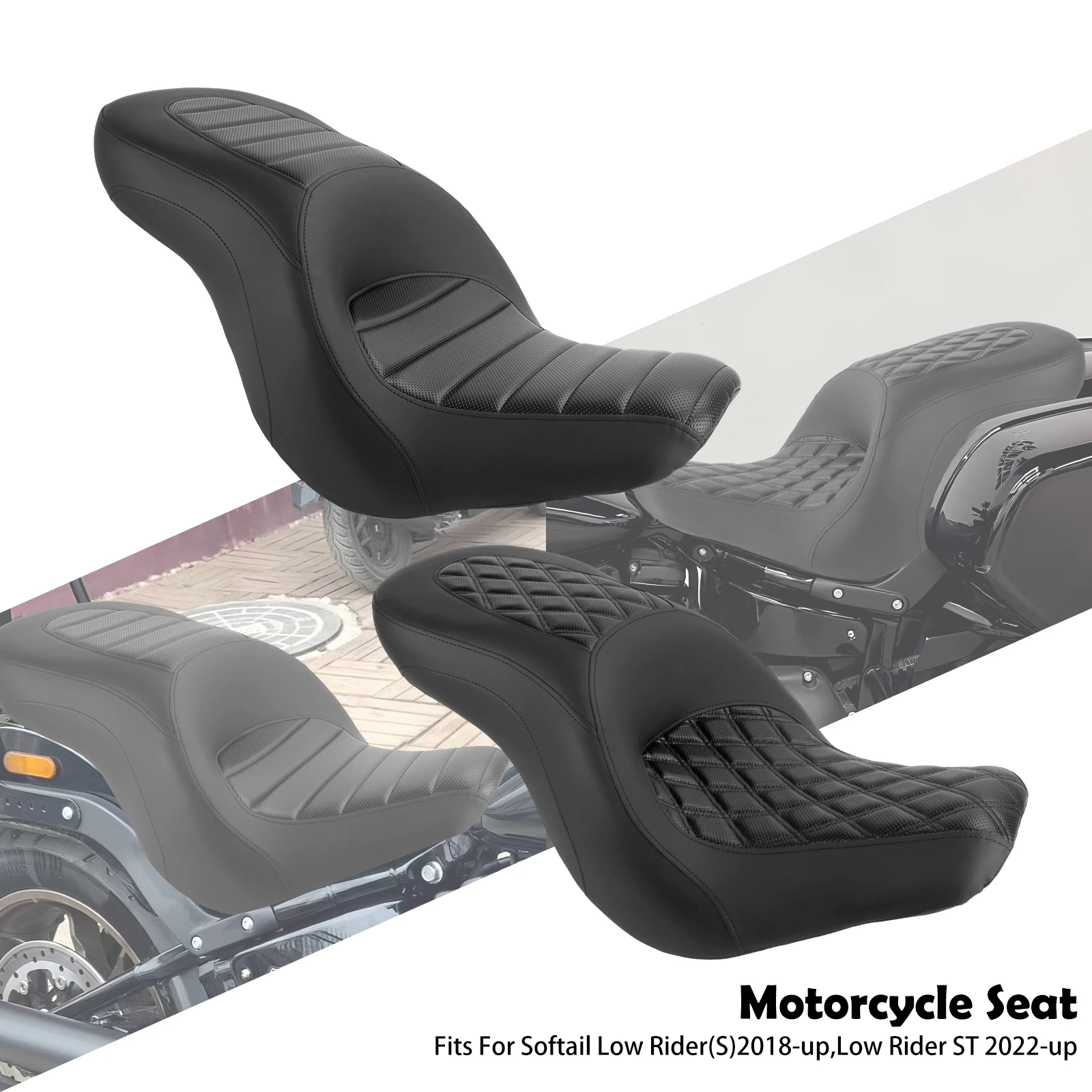 

Motorcycle Two Up Cushion Seat Driver Passenger Seat Pad For Harley Softail Sport Glide Low Rider S 2018-24 Low Rider ST 2022-24