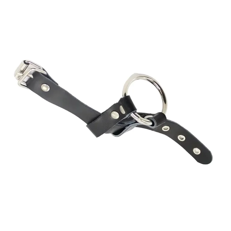 Genuine leather Scrotum Sperm Ring Binding Penis Male Training Supplies Weight Erection Ring Masturbation Metal Locking