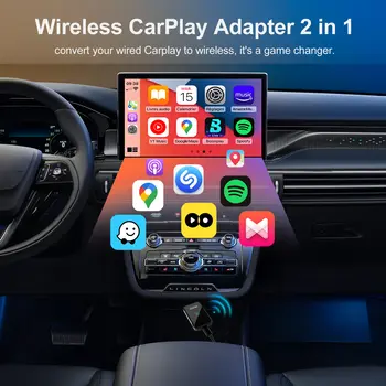 iHeylinkit 二合一 CarPlay 無線適配器 CarPlay 迷你盒 Android Auto 加密狗,適用於賓士、奧迪、馬自達、起亞、豐田、大眾等原廠車載收音機 10 最佳銷售 馬自達 CarPlay - №6