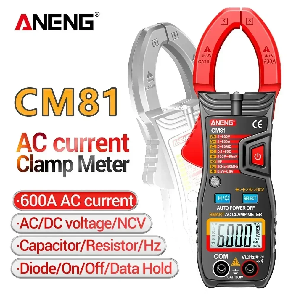 ANENG CM81 Clamp Meter Multimetro Multimeter AC/DC Voltage Meter AC Current Resistance Capacitance Diode NCV Smart Tester Tools