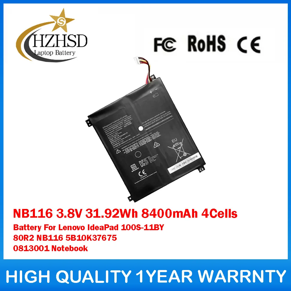 

NB116 3.8V 31.92Wh 8400mAh 4Cells Battery For Lenovo IdeaPad 100S-11BY 80R2 NB116 5B10K37675 0813001 Notebook