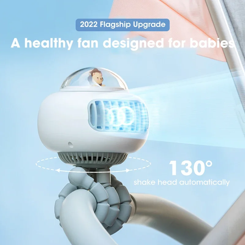 Portable Octopus Entangle Bladeless Fan Stroller Fan Student USB Charging Small Fan Children hand held Fan 4-Speed Adjustment