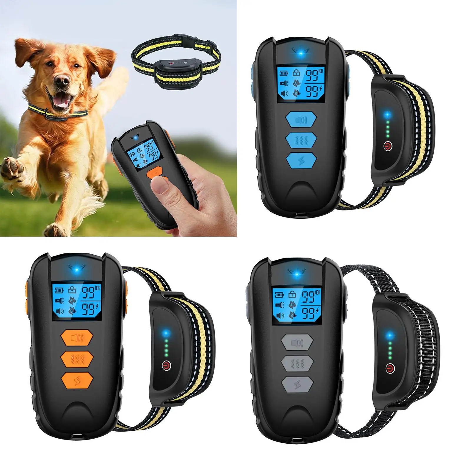 Dog Shock Collar Keypad Lock Remote 1-99 Adjustable 1650ft Waterproof Dog Training Collar for Small Medium Large Dogs