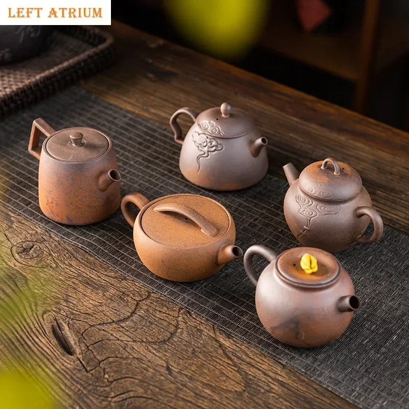 

Retro Raw Ore Rough Pottery Tea Pot Chinese Handmade Tea Set Single Tea Kettle Small Kungfu Teapot Teaware