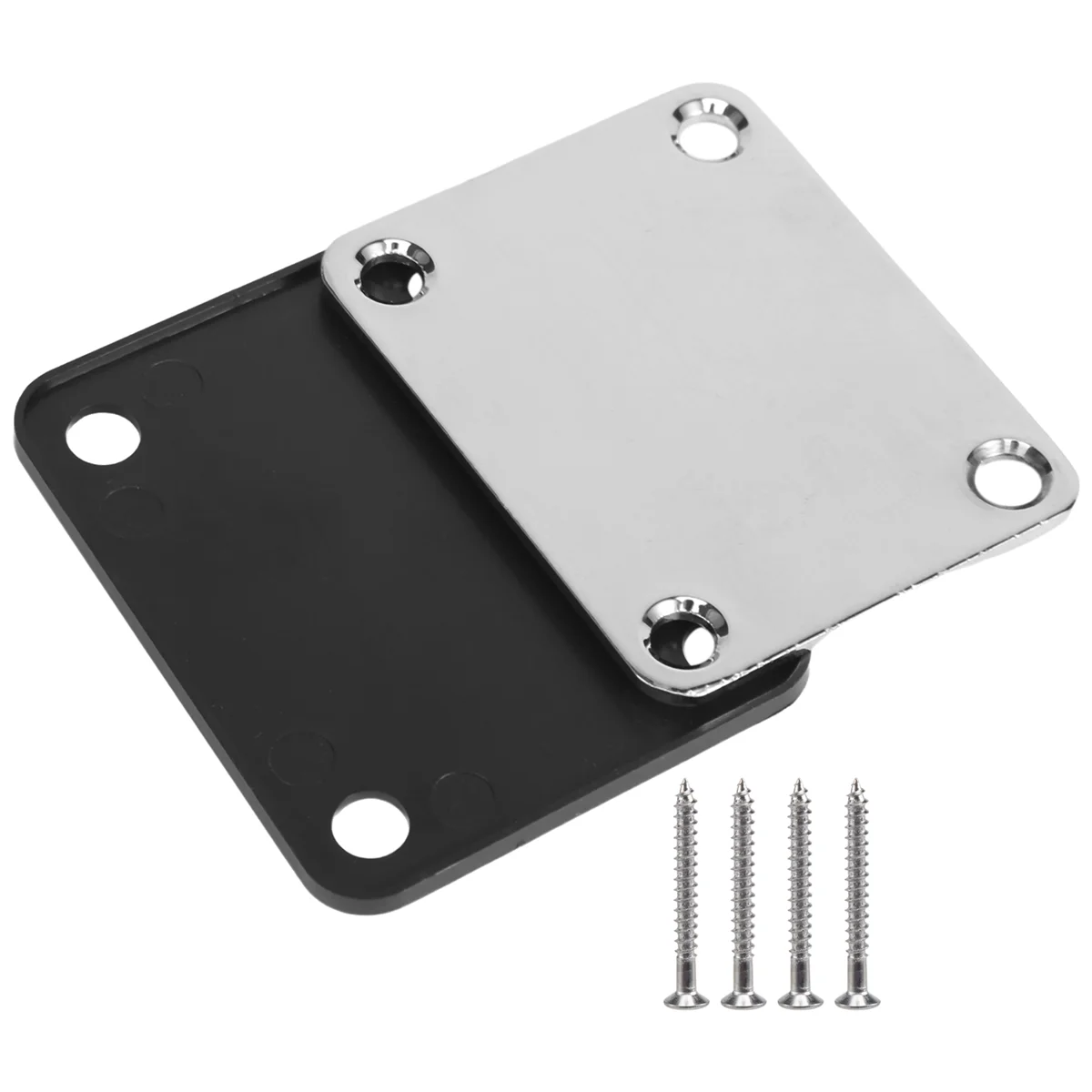 1 Set Electric Guitar Neck Plate with Screws for Strat Tele Guitar Precision, Replacement, Chrome