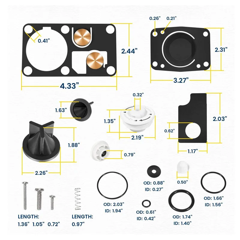 Jabsco 29045-3000 Twist N Lock Marine Manual Toilet Service Kit Fit for 29090-3 & 29120-3 Series Toilet (2008 to 2023)