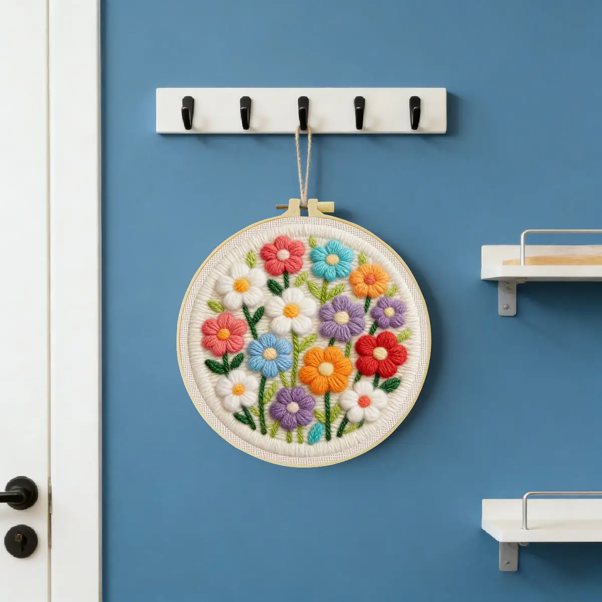 20X20CM/7,87 Zoll Blumen-Sticknadel-Set, Stickerei-Kit, Strickstickerei, DIY, Handgemachtes Geschenk, Nähkunst – Detail 4